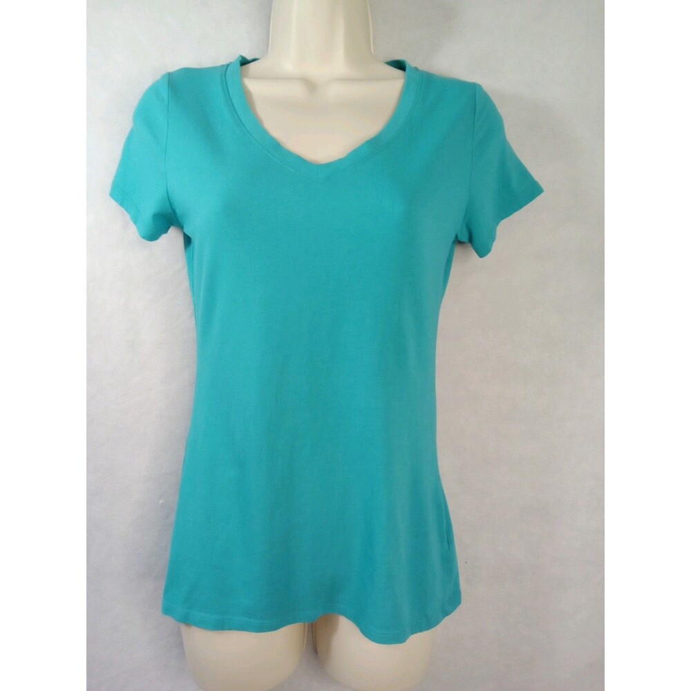 Heart & Hips Blue V Neck Short‎ Sleeve T Shirt Large